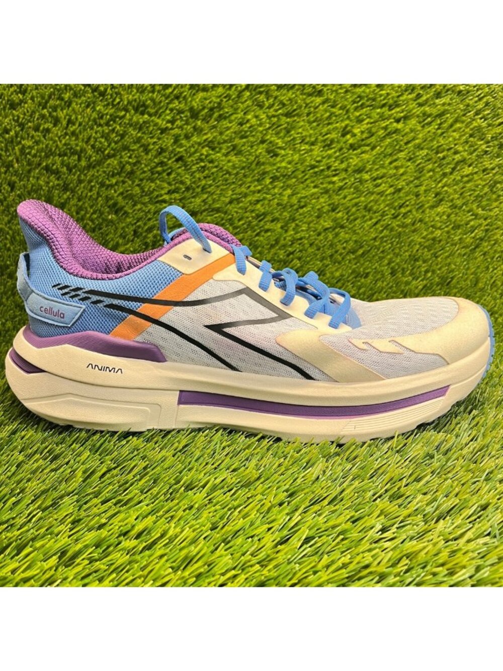 Diadora Cellula Mens Size 11.5 Beige Blue Purple Athletic Running Shoes Sneakers